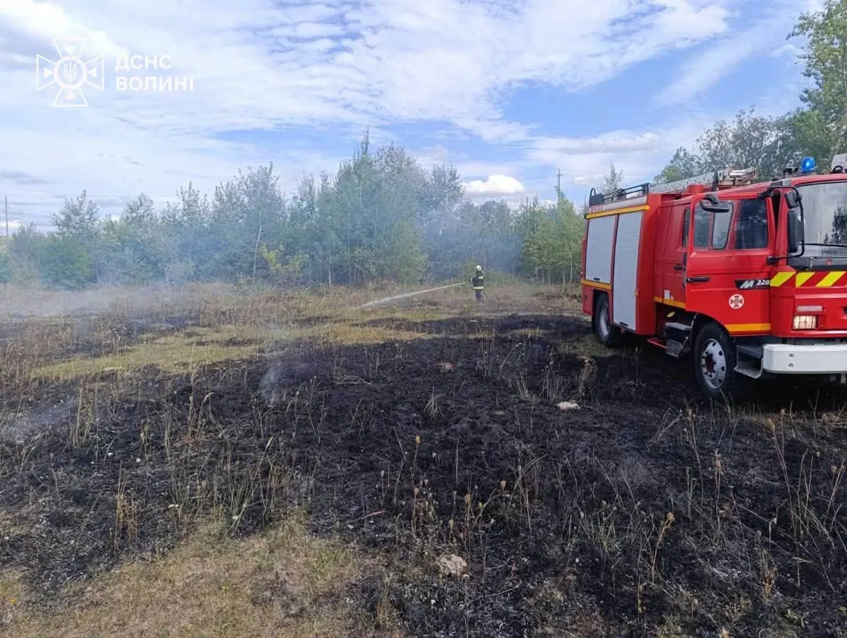 На Волині за добу сталося три пожежі: горіла трава та торф