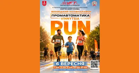 У Вінниці 6 вересня перекриють частину вулиць через благодійний напівмарафон «VINNYTSIA RUN 2026»