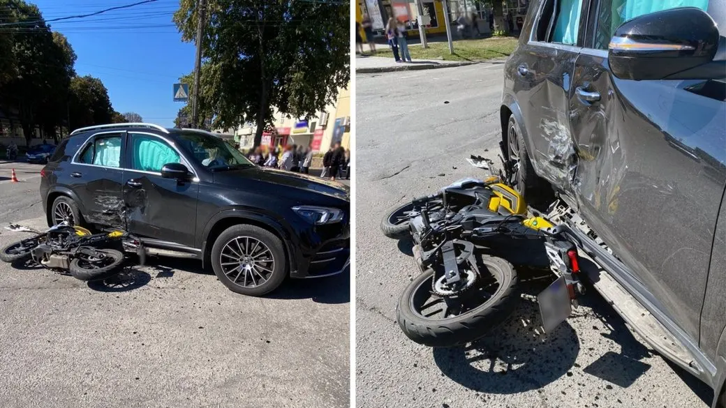 На Черкащині зіткнулися Mercedes та мотоцикл: 20-річний водій у лікарні