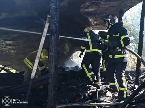 На Буковині масштабна пожежа: вогонь знищив три будівлі та тварин
