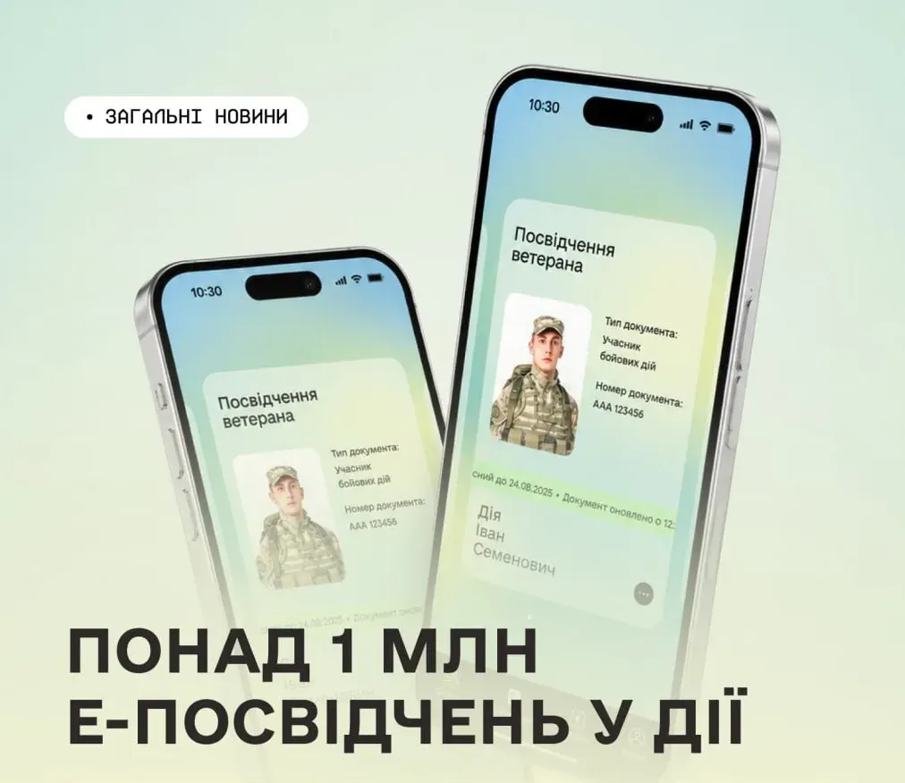 Мільйон захисників уже отримали електронне посвідчення ветерана в Дії