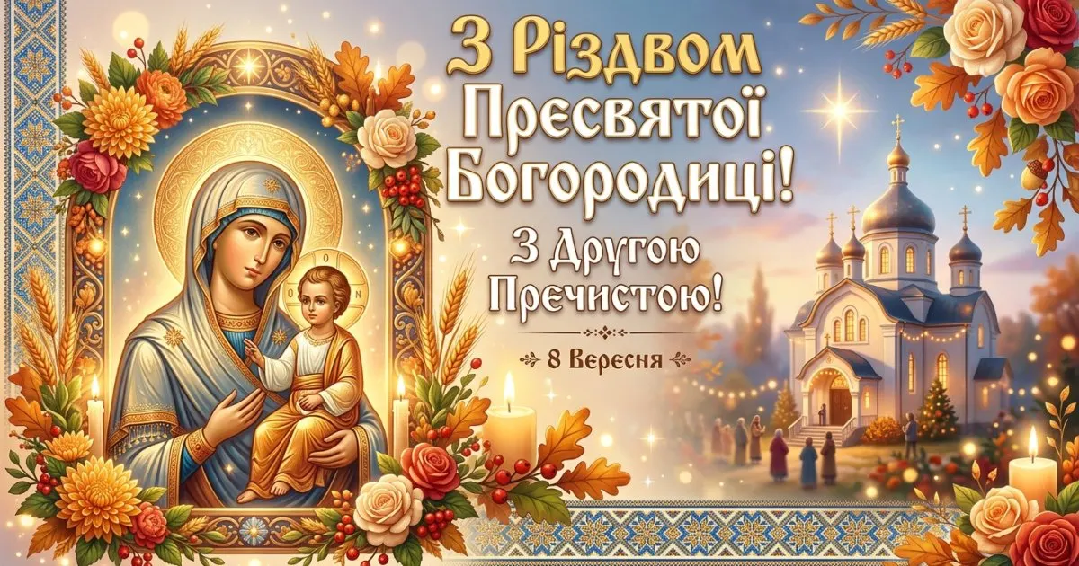 Друга Пречиста 2026: найщиріші привітання для рідних до Різдва Богородиці