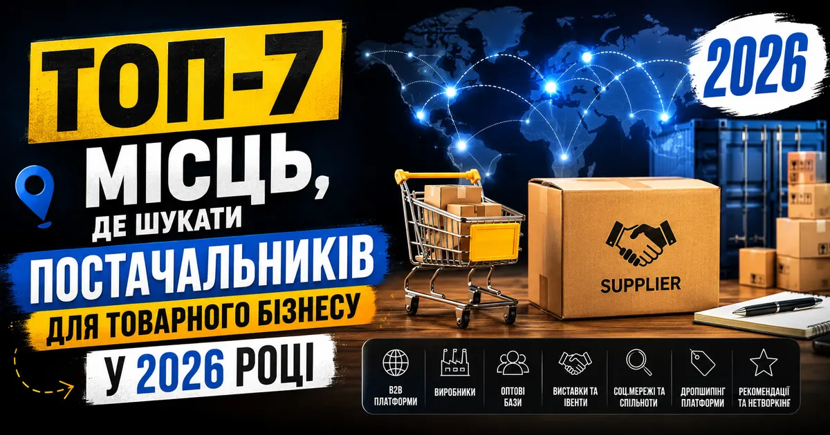 Де шукати постачальників для товарного бізнесу у 2026 році: 7 робочих місць