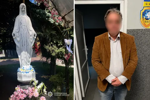 У Львові чоловік розмалював фігуру Матері Божої: йому загрожує до 5 років обмеження волі
