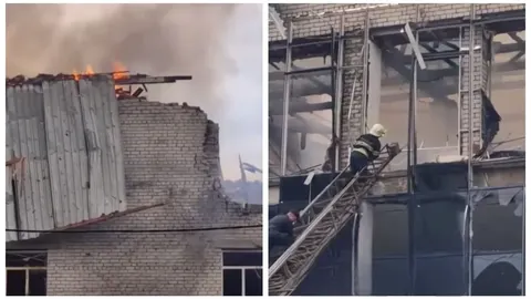 У Лозовій люди вистрибували з вікон палаючого бізнес-центру після атаки РФ