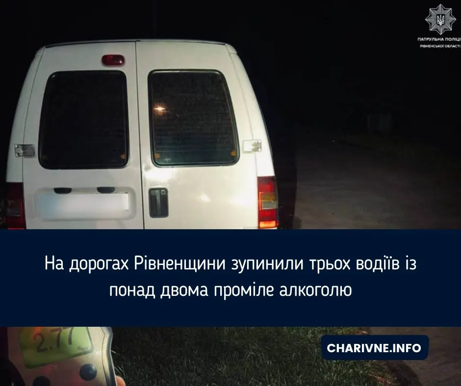Три водії з понад 2 проміле: нічні рейди на Рівненщині