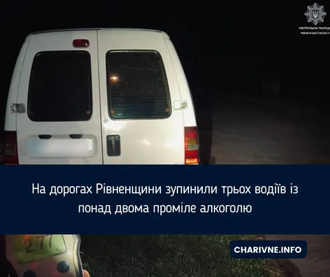 Три водії з понад 2 проміле: нічні рейди на Рівненщині